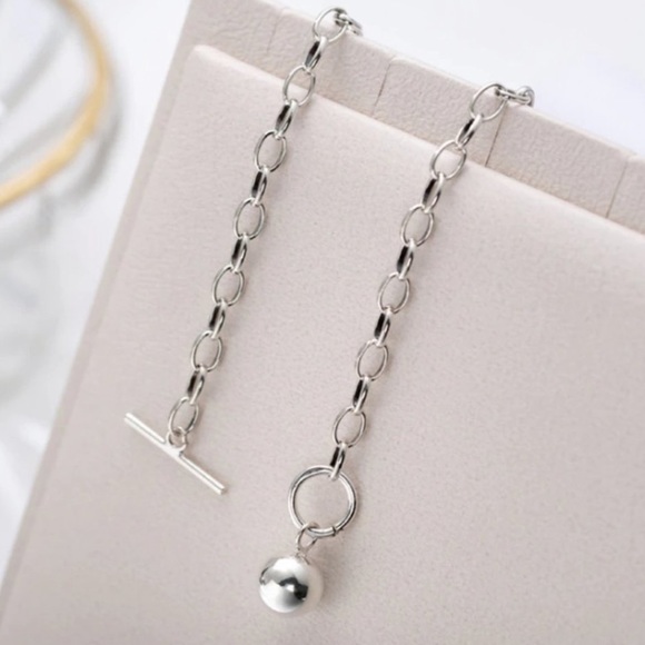 NEW 925 STERLING SILVER TOGGLE LINK NECKLACE, NICE NECKLACE, CUTE NECKLACE - Picture 4 of 7